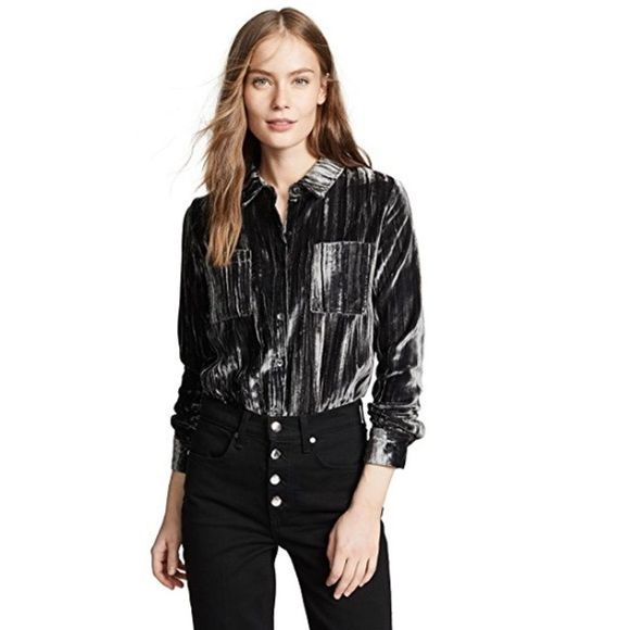 Splendid Tops - Splendid Black Moonstone Velvet Button Down Shirt